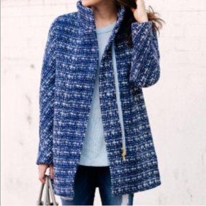J. Crew Factory Tweed City Coat 2 Wool Blend Blue